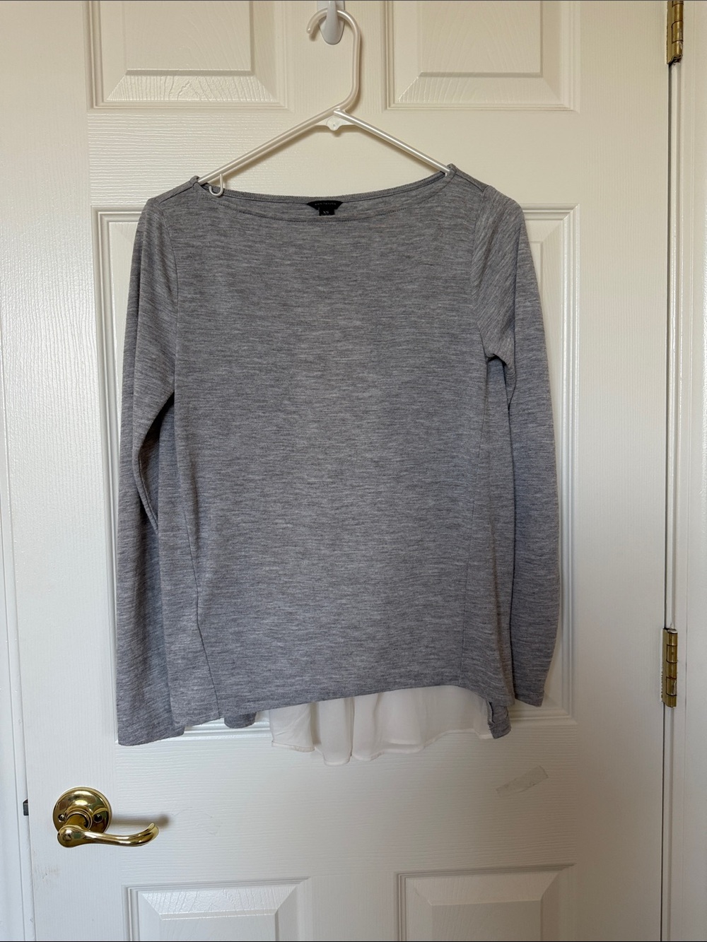Ann Taylor Gray Long Sleeve Top with Chiffon Layer